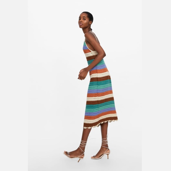 zara striped crochet dress